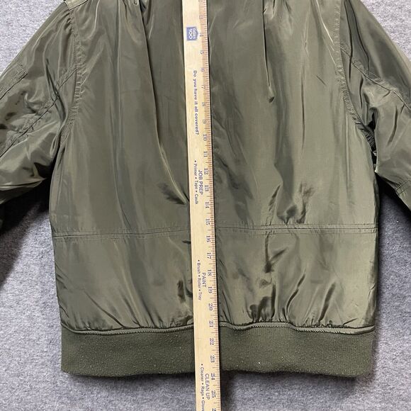 B. Sweet Olive Green Bomber Style Jacket Junior's Size XL Black Trim Pockets - Picture 14 of 16